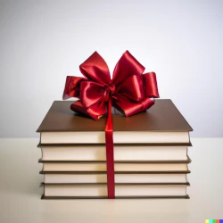 Stack of gift wrapped books